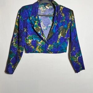 Judy Knapp Vintage 80s Floral Cropped Blazer Small
